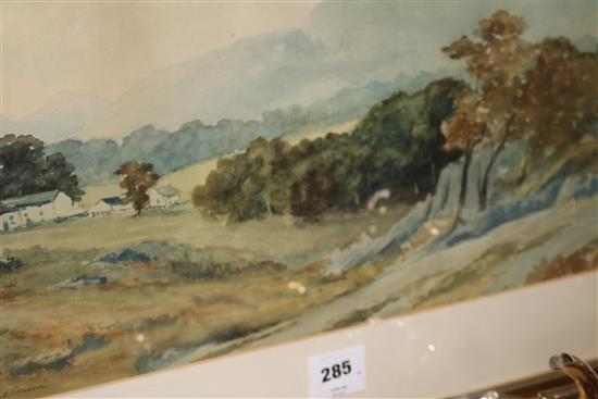 John T. Gallon, two watercolours, open landscapes, signed, 30 x 49cm